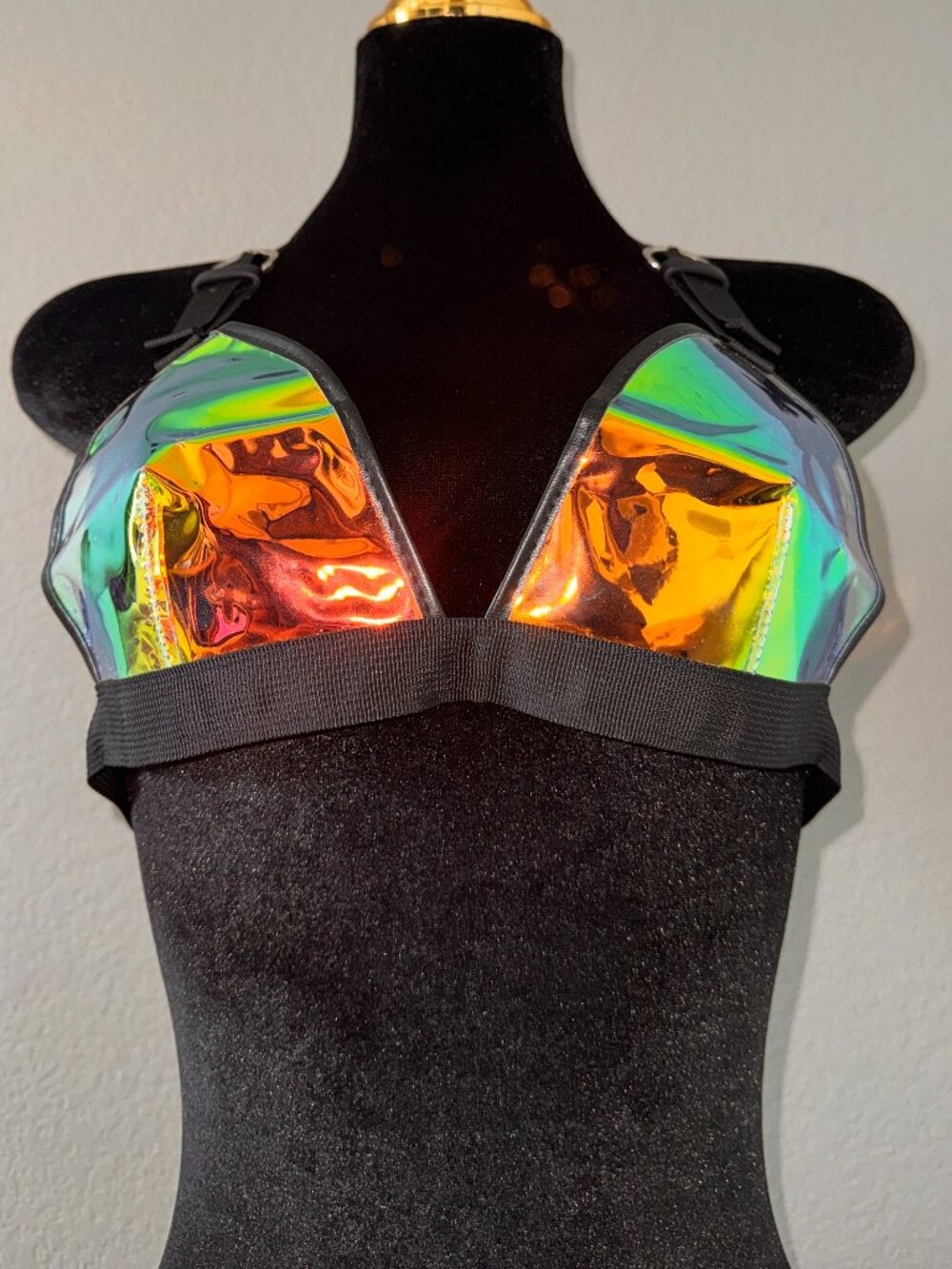 Holographic Reflective Harness Bralette Top
